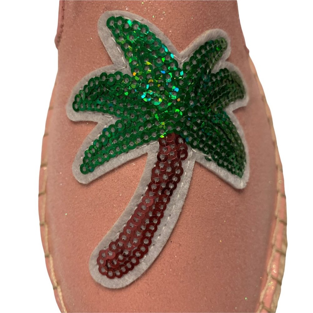 NIB Charlie Paige Pink Sequin Palm Tree Espadrille Size 9 Beach Vacation… - Picture 4 of 7